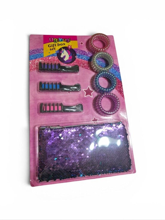 Ugibugi Other - Unicorn Gift Box Hair Accessory Set - Purple Sequin Pouch